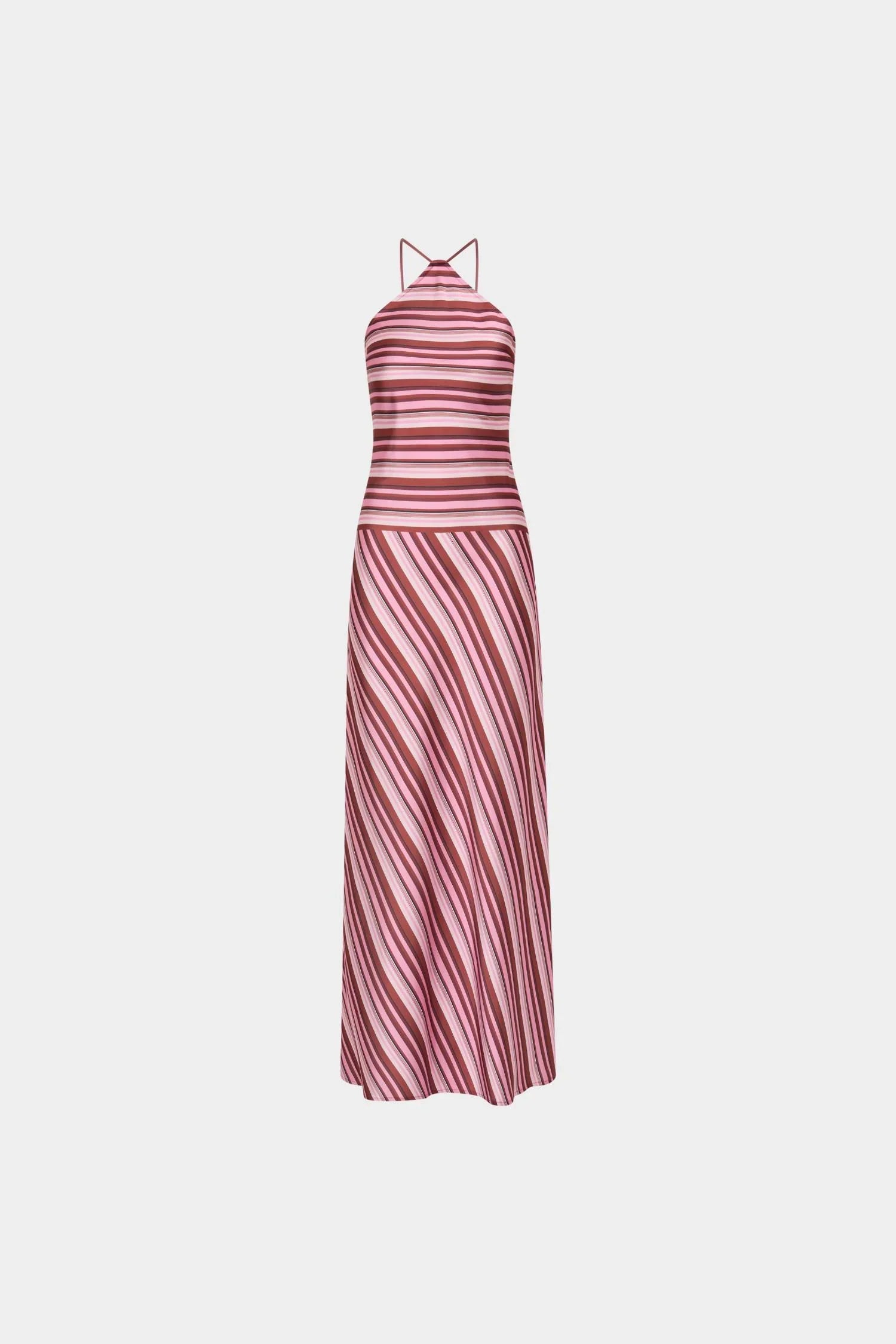 Halter Maxi Dress | Magenta Stripe