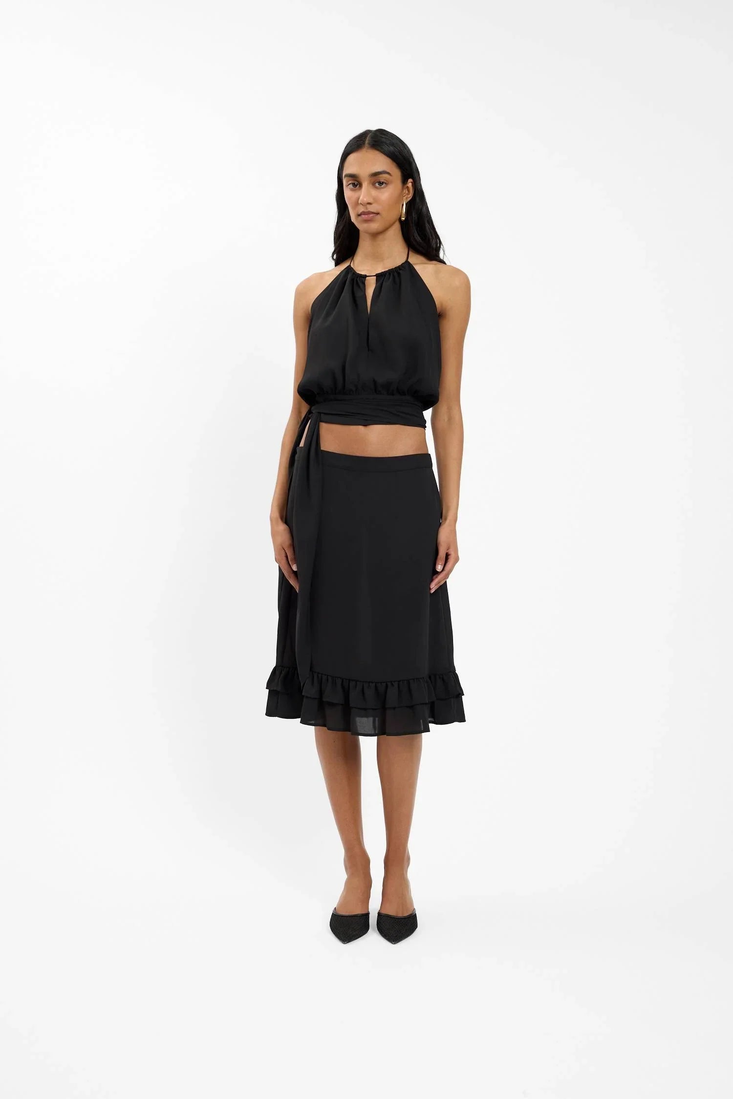 Frill Midi Skirt | Black