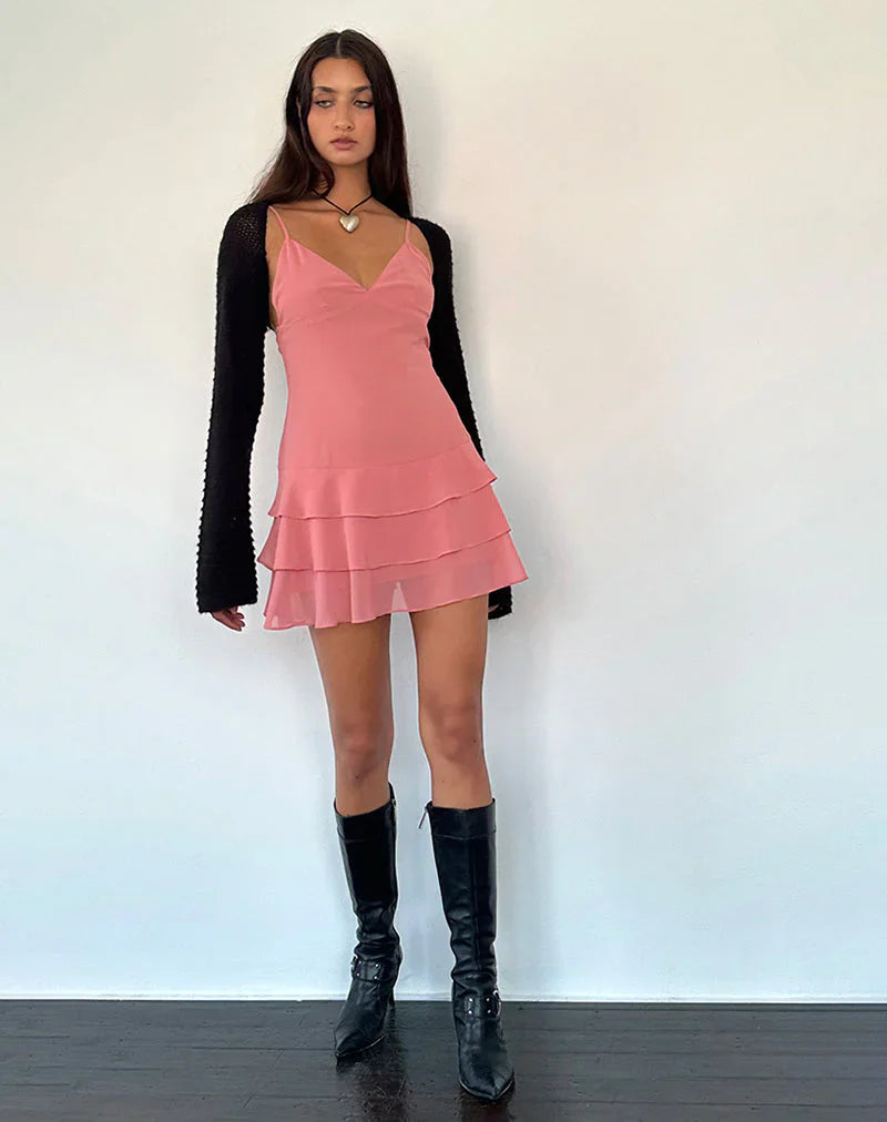 Riasi Mini Dress in Chiffon Blush