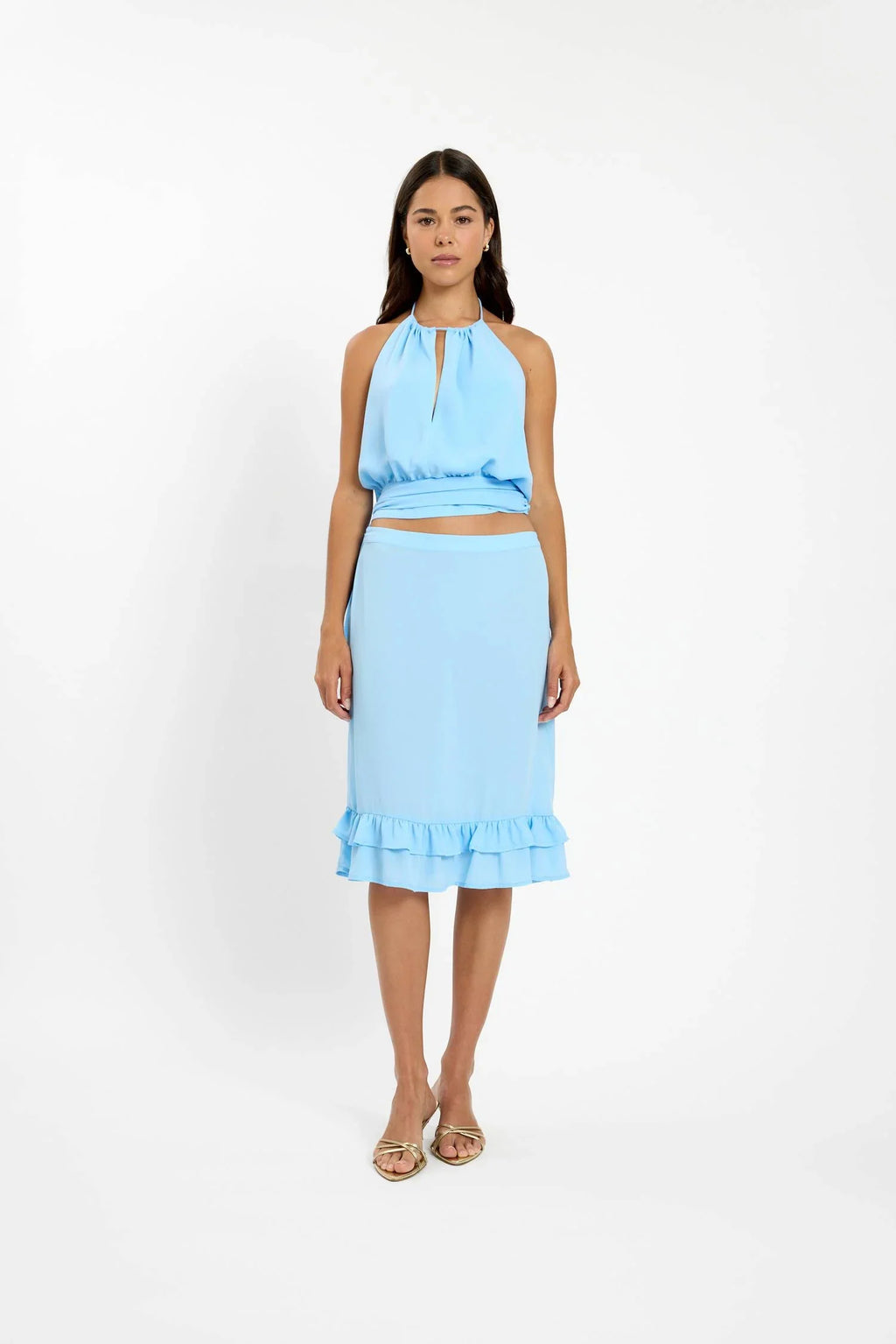 Draped Halter Top | Baby Blue