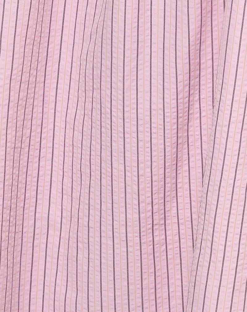 Sasori Smock Mini Dress in Pink Stripe