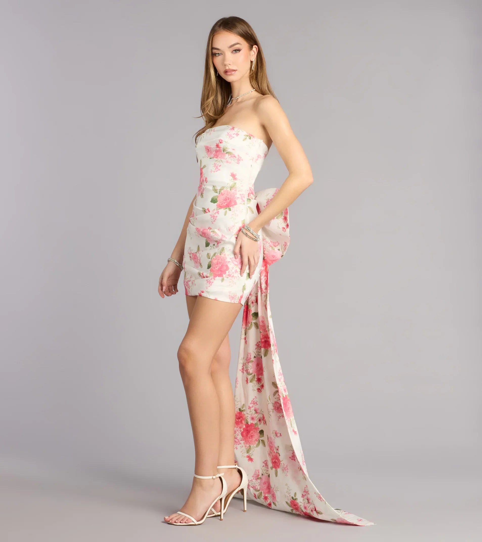 Loraine Floral Bow Mini Dress