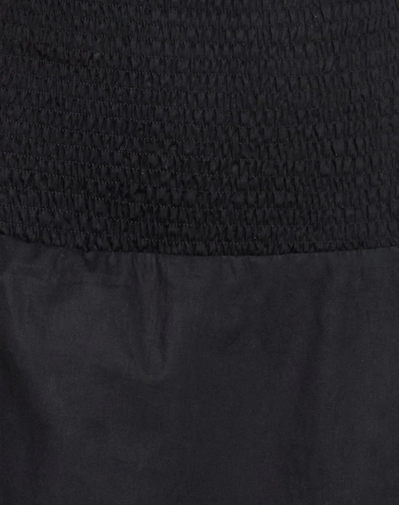 Hevosia Ruched Mini Dress in Black
