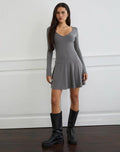 Yauri Long Sleeve Mini Dress in Cupro Grey