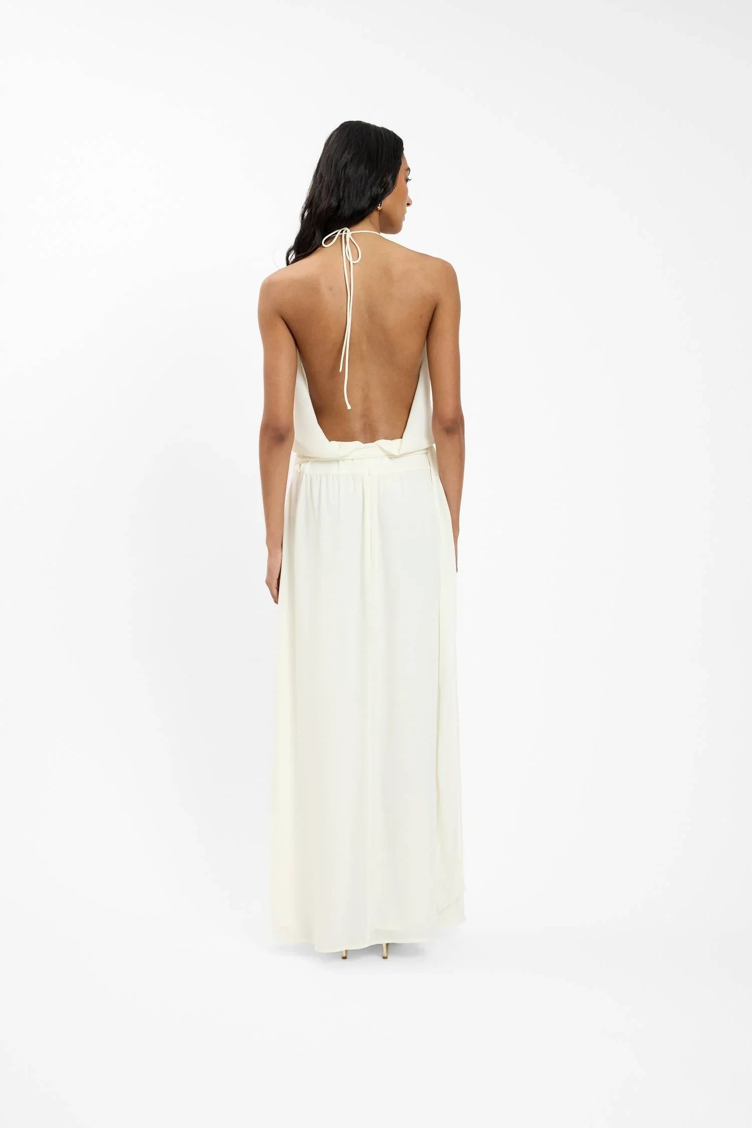 Draped Backless Gown | White