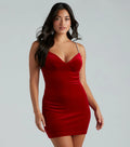 CLEARANCE - Monroe Rhinestone Strap Velvet Formal Mini Dress